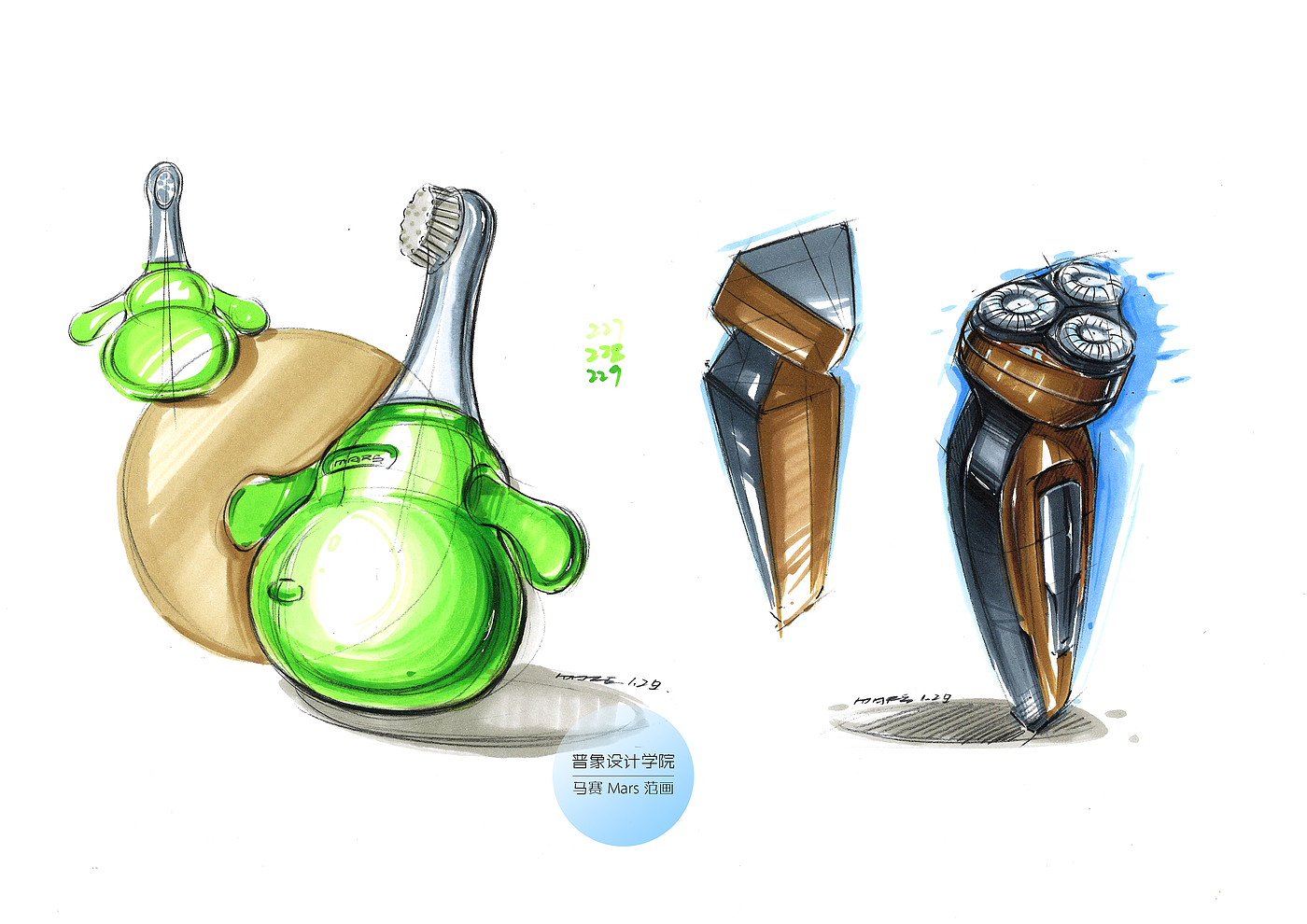 Product hand drawing tutorial，Marker rendering，Hand drawn sketch，
