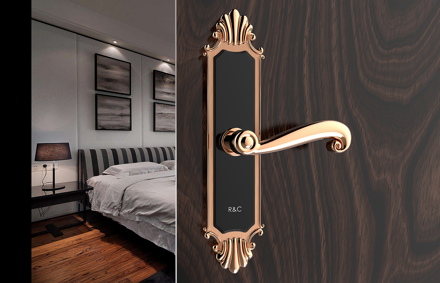 industrial design，European style，Simple European design，Door lock design，