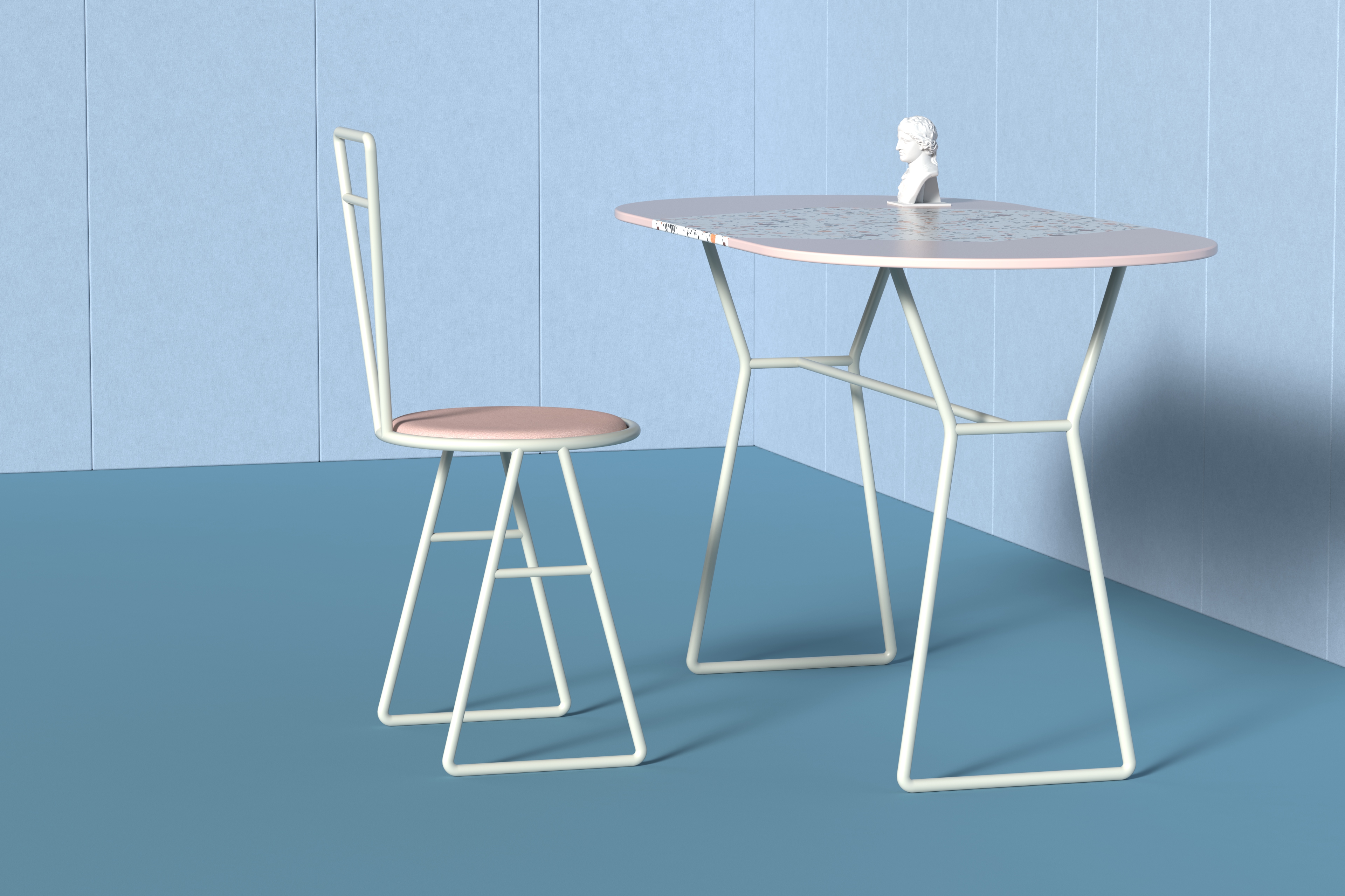 quiet，Tables and chairs，Sculpture，Macaroon，