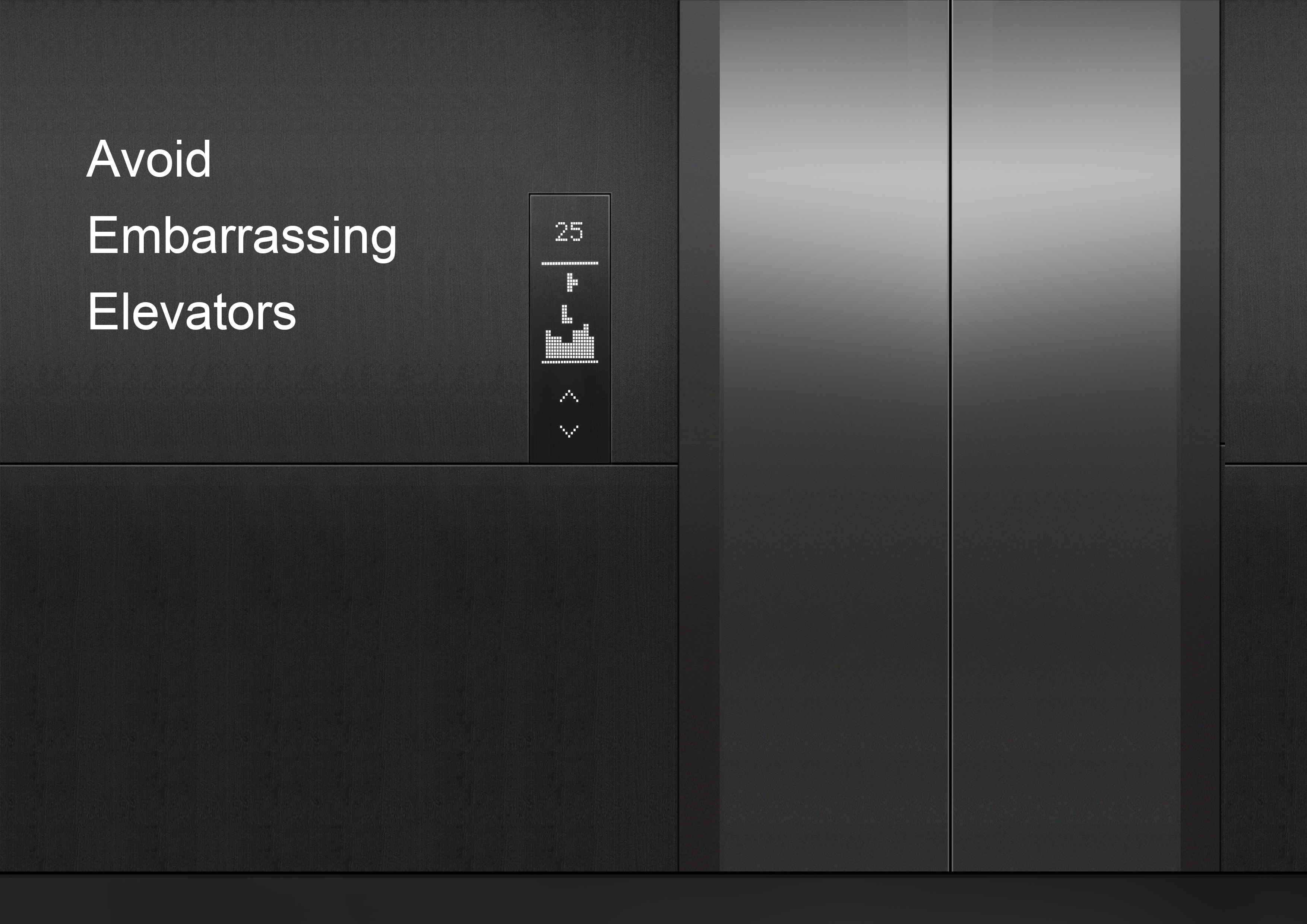 find，interest，problem，Elevator.，black，reflection，