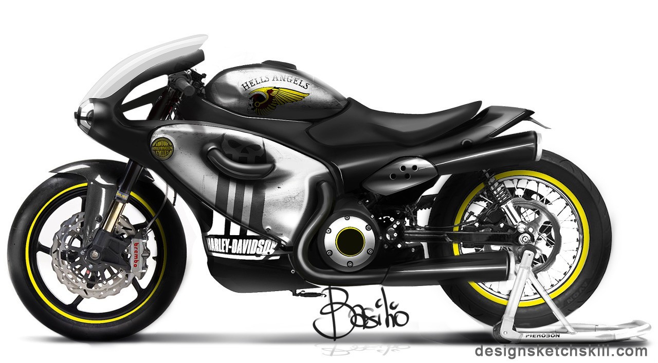 Hand drawn，design sketch，locomotive，motorcycle，vehicle，