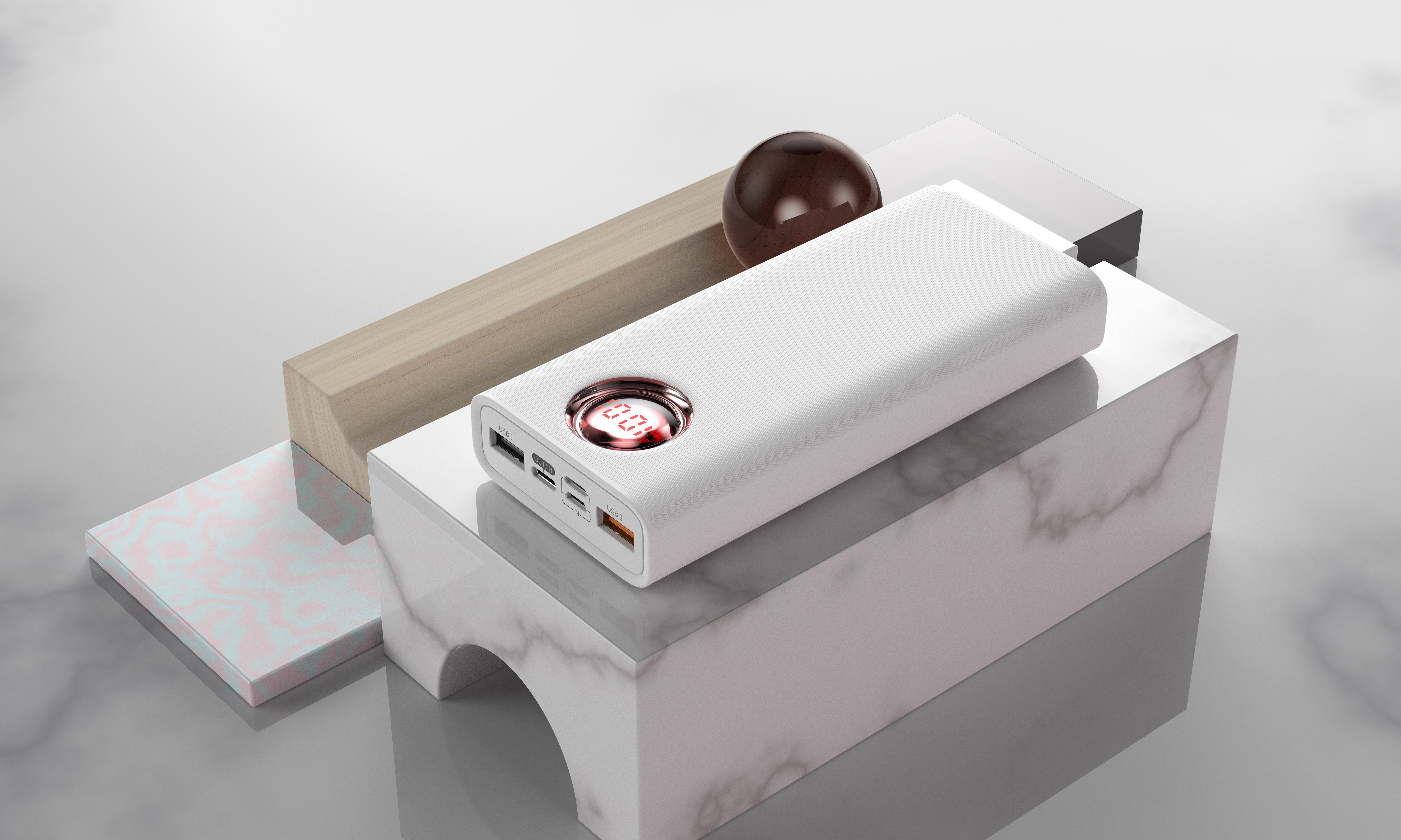 portable source，20000mAh，Liuguang，Coloured glaze，Energy ball，Colorful ball，