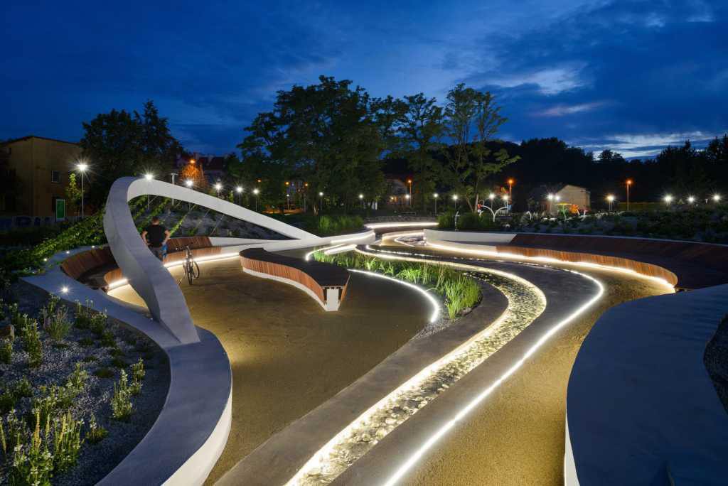 Landscape design，children，Playground，Play with water，Childlike interest，curve，rainbow，