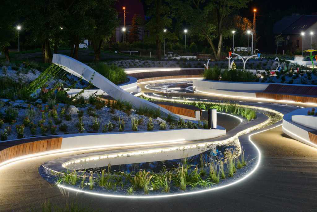 Landscape design，children，Playground，Play with water，Childlike interest，curve，rainbow，