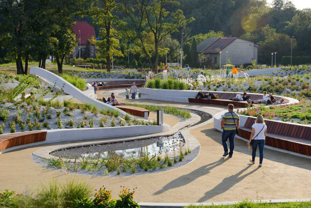 Landscape design，children，Playground，Play with water，Childlike interest，curve，rainbow，