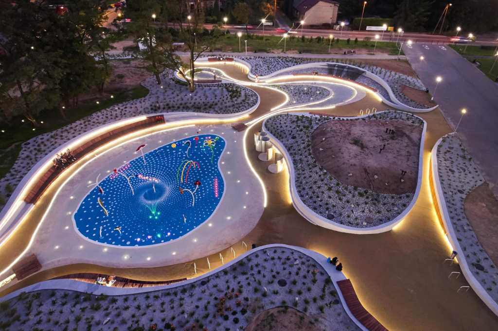 Landscape design，children，Playground，Play with water，Childlike interest，curve，rainbow，