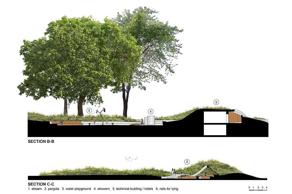 Landscape design，children，Playground，Play with water，Childlike interest，curve，rainbow，