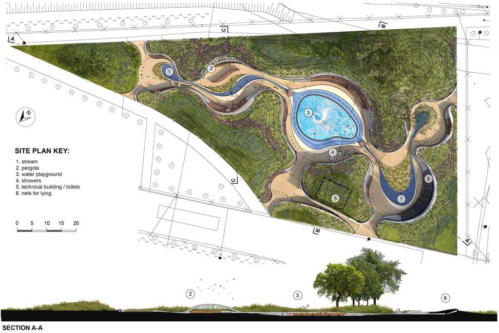Landscape design，children，Playground，Play with water，Childlike interest，curve，rainbow，