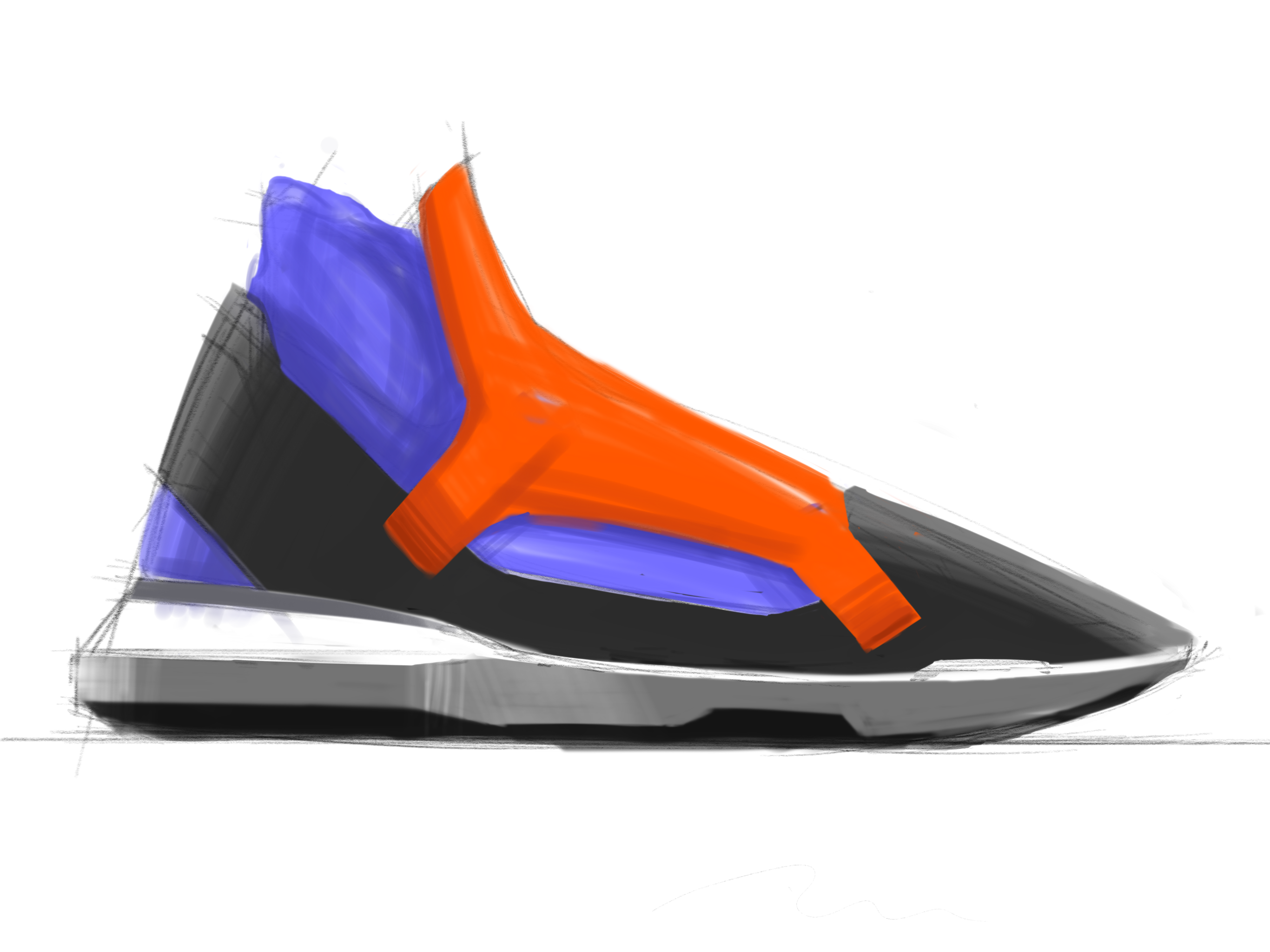 2d rendering，Hand drawn renderings，PS hand drawn，Hand drawn board rendering，Hand drawn effect drawing of shoes，