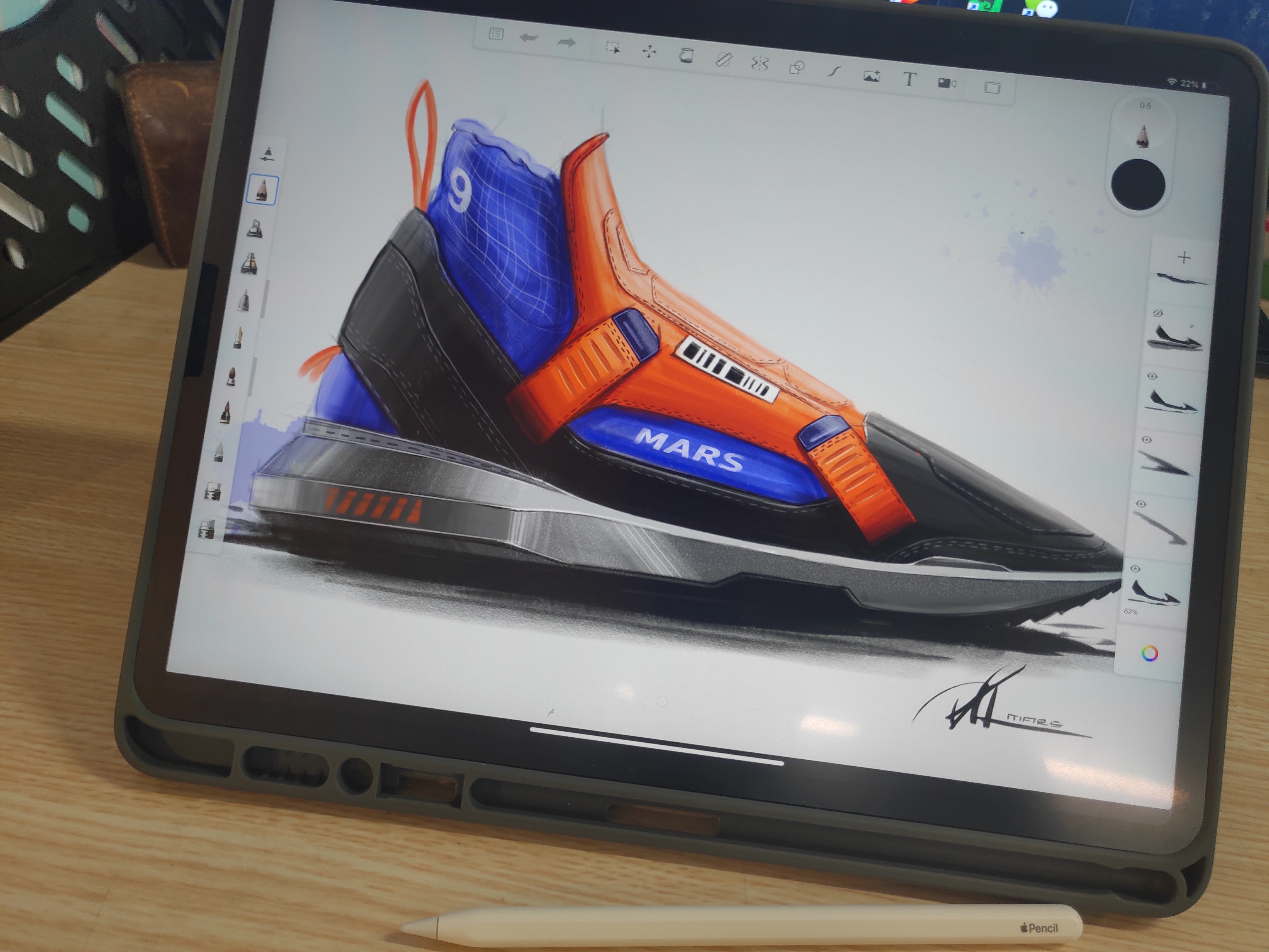 2d rendering，Hand drawn renderings，PS hand drawn，Hand drawn board rendering，Hand drawn effect drawing of shoes，