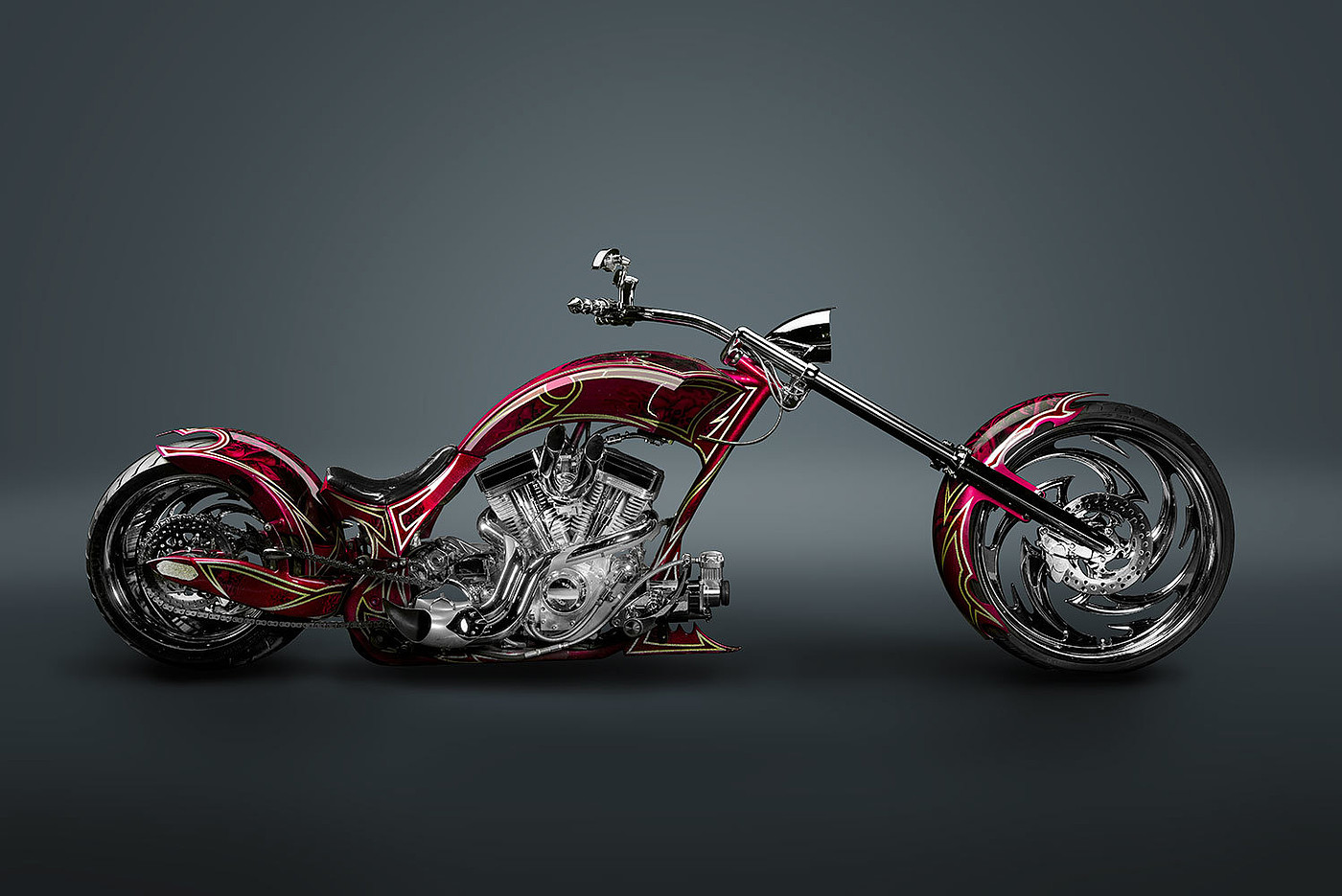 locomotive，Retro，Punk，American style，west，details，motorcycle，vehicle，
