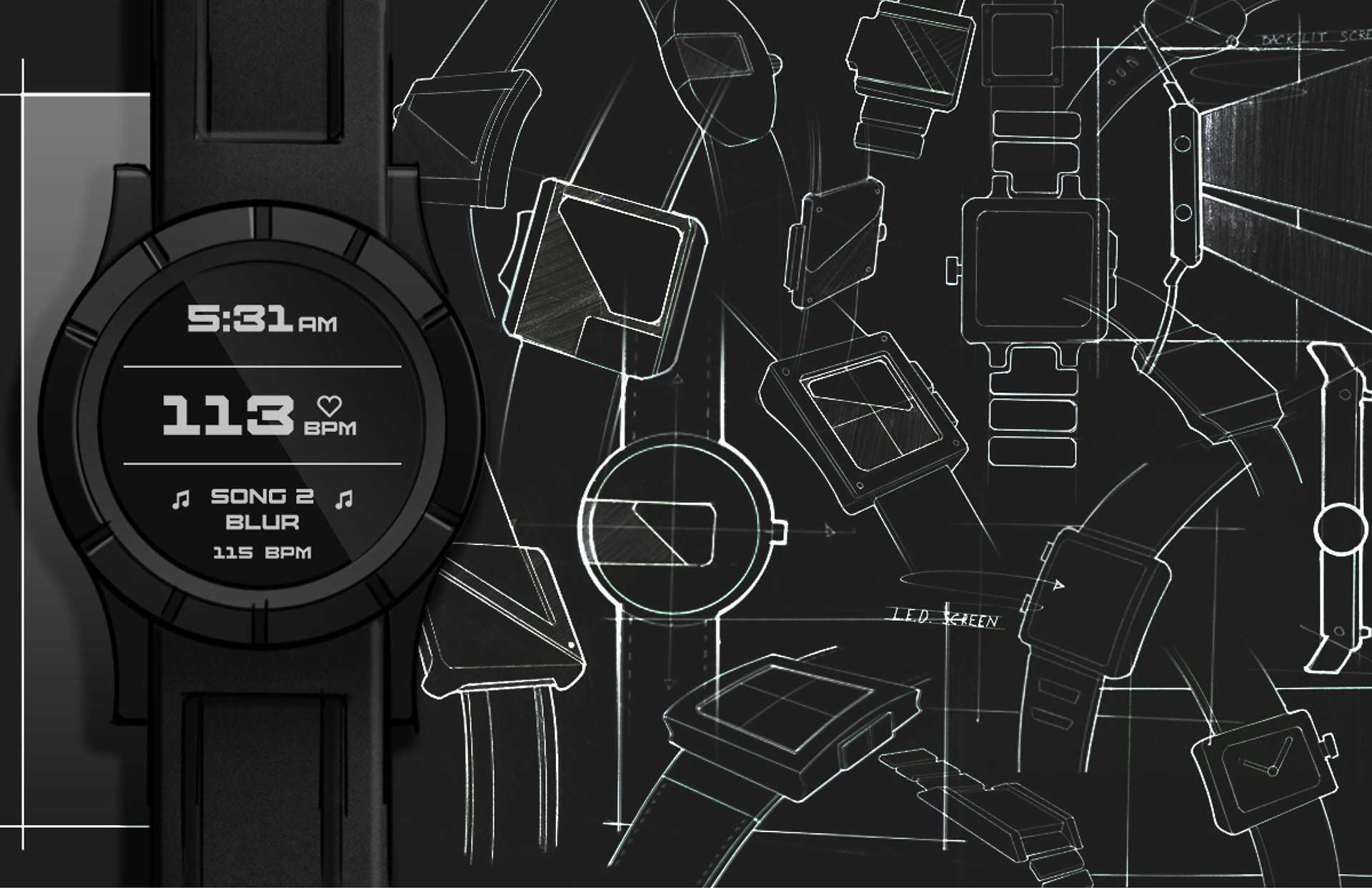 Wrist watch，black，Pulse Watch，