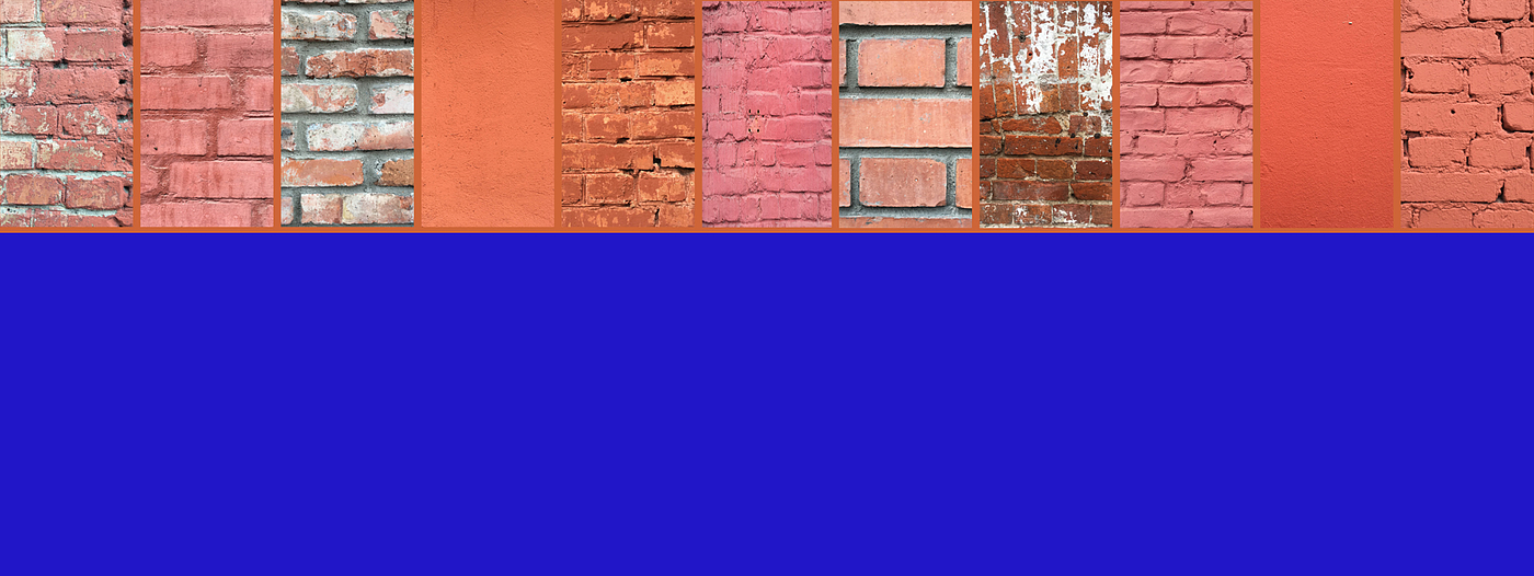 Color contrast，chair，Blue for brick wall，