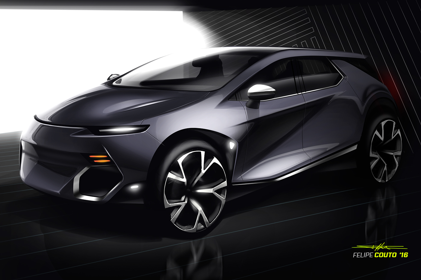 Felipe Couto，Hand drawn，draft，automobile，traffic，