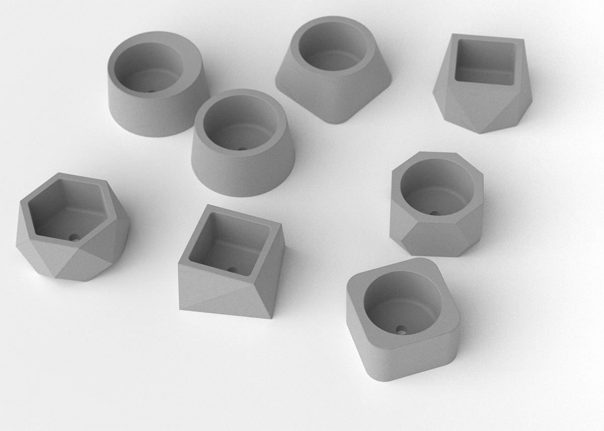 cement，Flowerpot，Fleshy，Design，geometry，