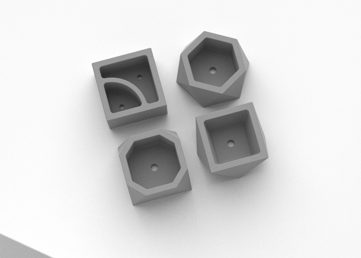 cement，Flowerpot，Fleshy，Design，geometry，