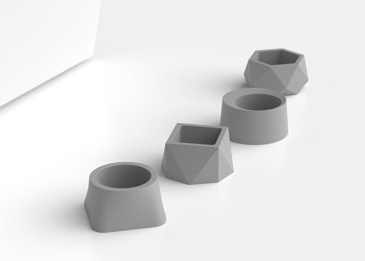 cement，Flowerpot，Fleshy，Design，geometry，