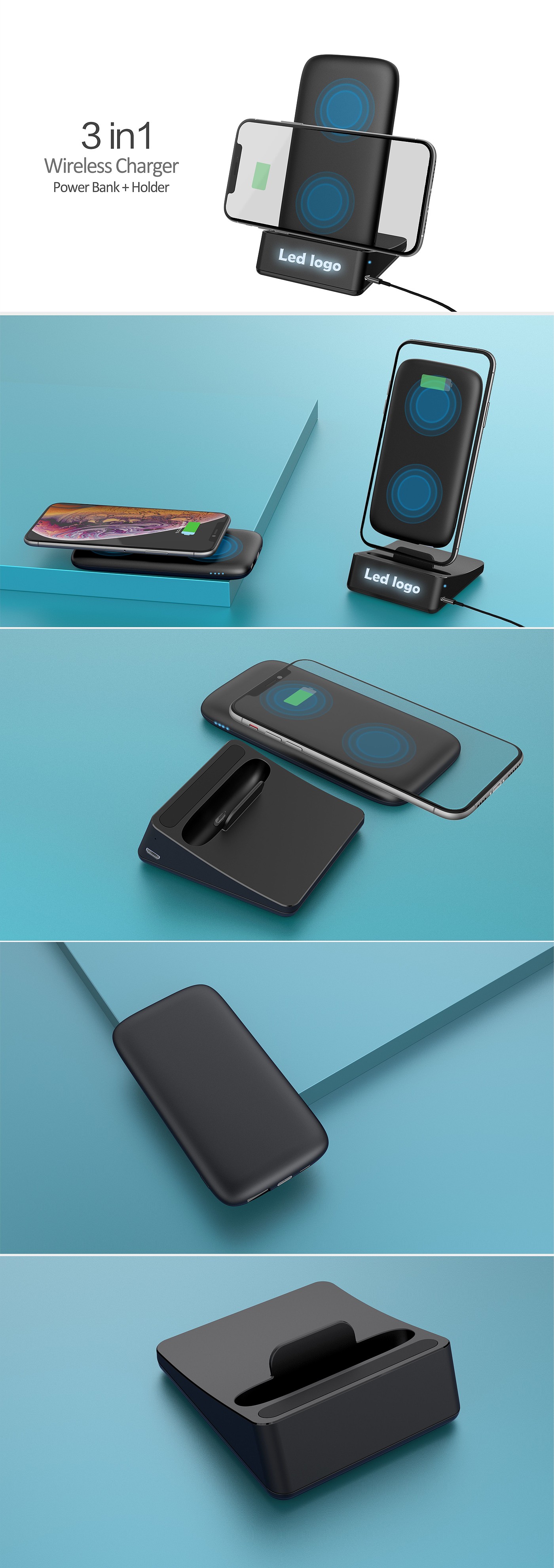 Mobile power support，Wireless charging，portable battery，Bracket，