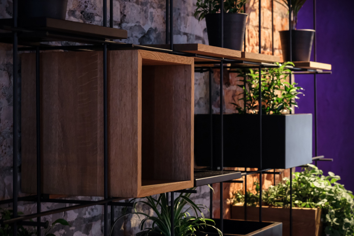 industrial design，Interior design，Marble，Metal，Potted plants，