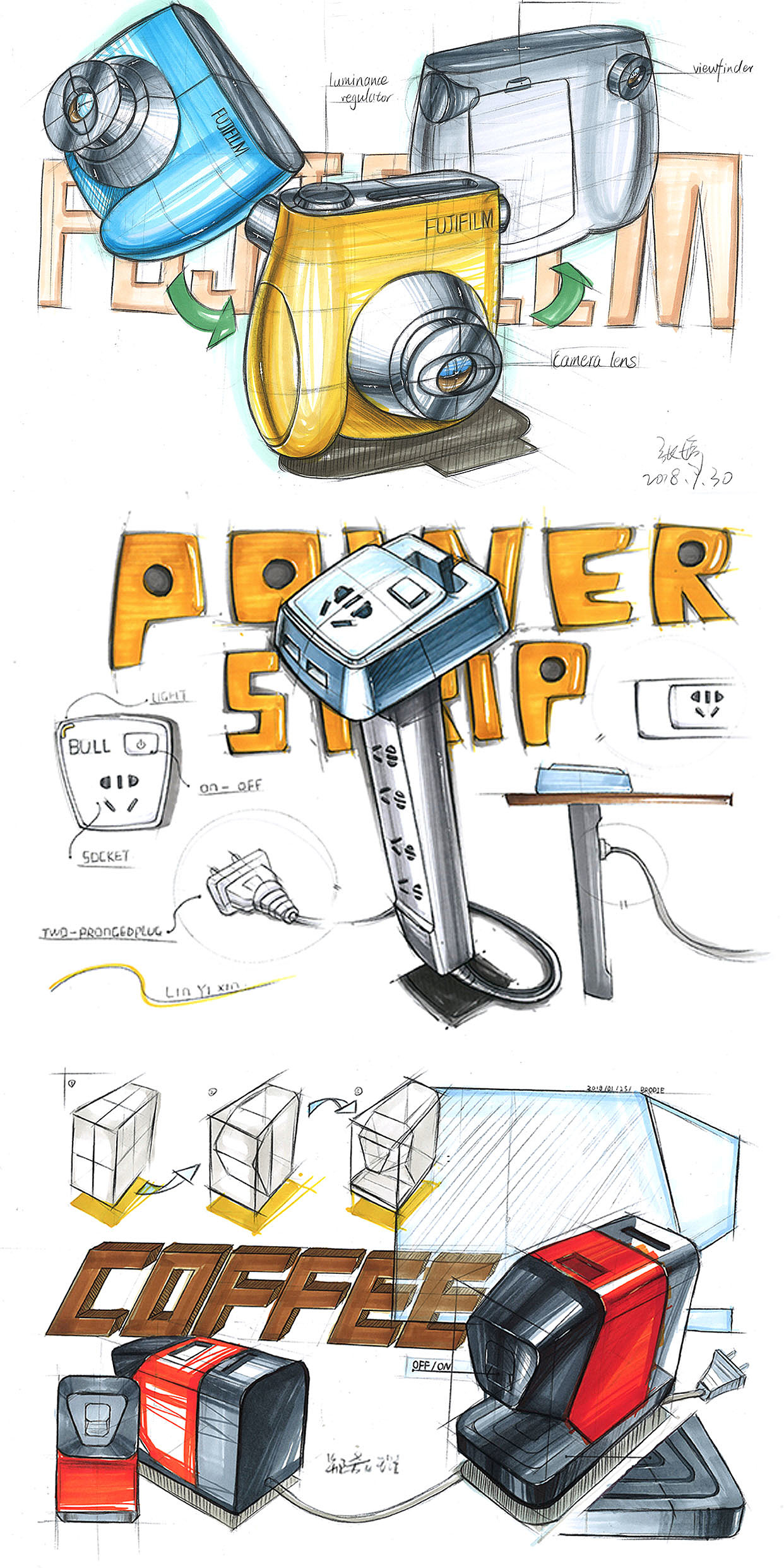 Hand drawn effect drawing of product design，Hand drawn typesetting for postgraduate entrance examination，Postgraduate entrance examination，Hand drawn renderings，