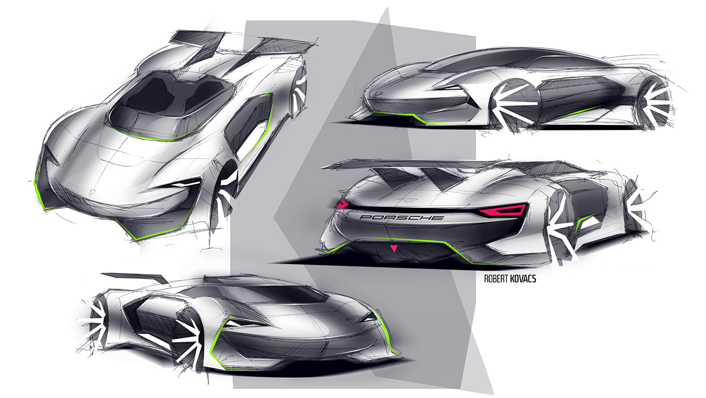 conceptual design，vehicle，Sports car，Porsche GT，Porsche，