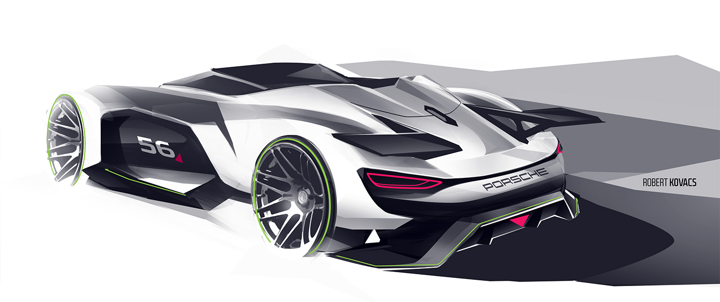 conceptual design，vehicle，Sports car，Porsche GT，Porsche，