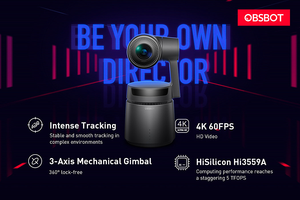Red dot award，black，OBSBOT Tail，camera，Lu Gan，