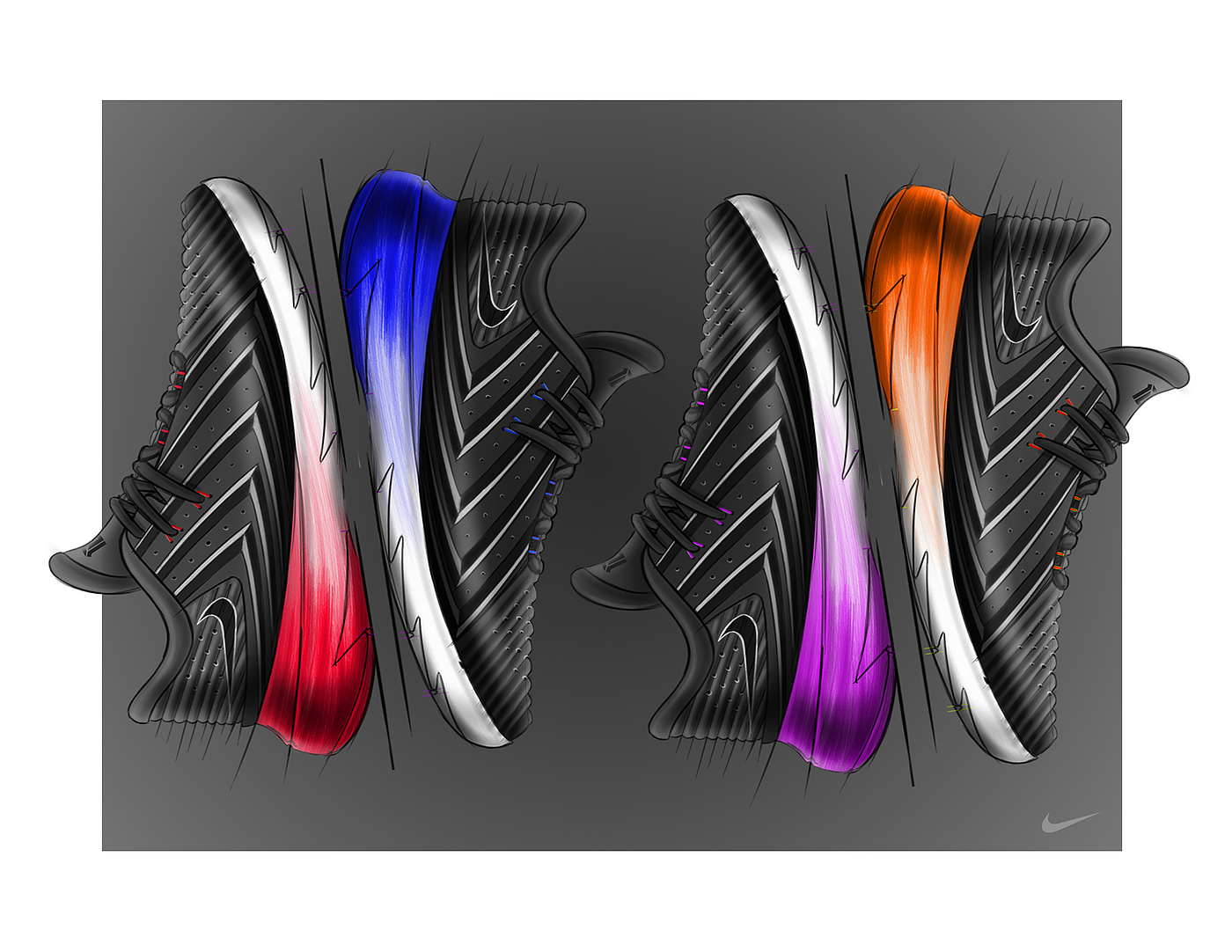 Hand drawn，Running shoes，nike，