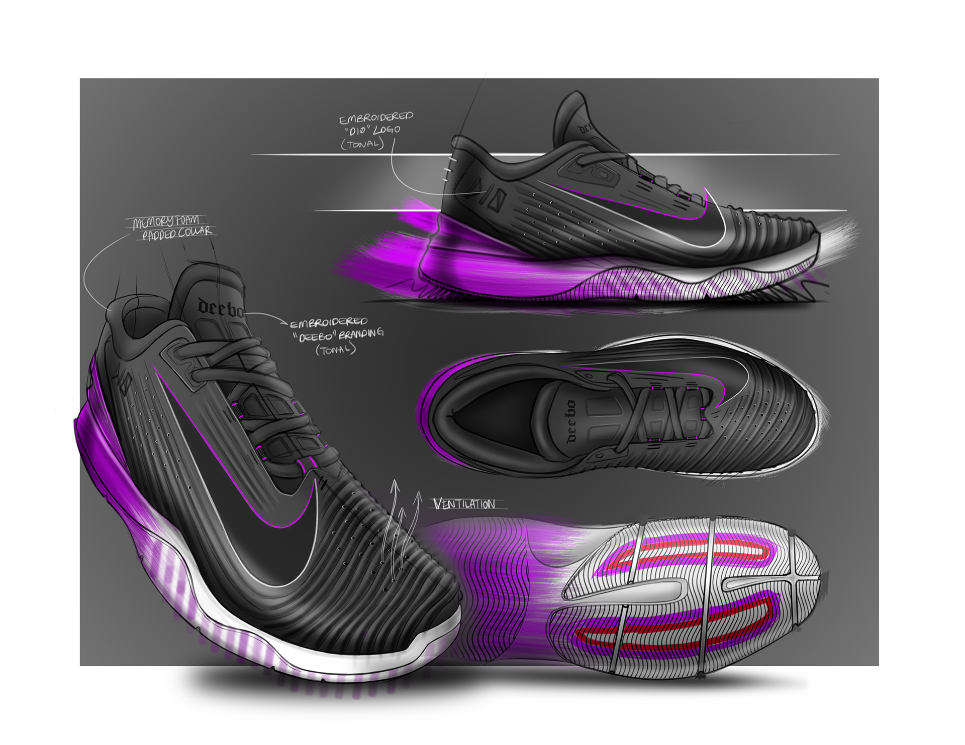 Hand drawn，Running shoes，nike，