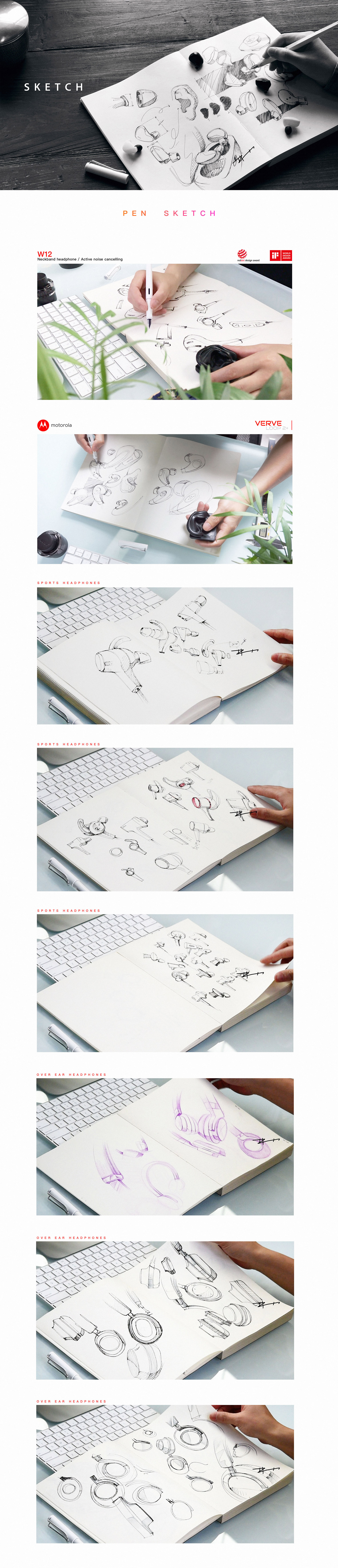 headset，product design，industrial design，Hand drawn，