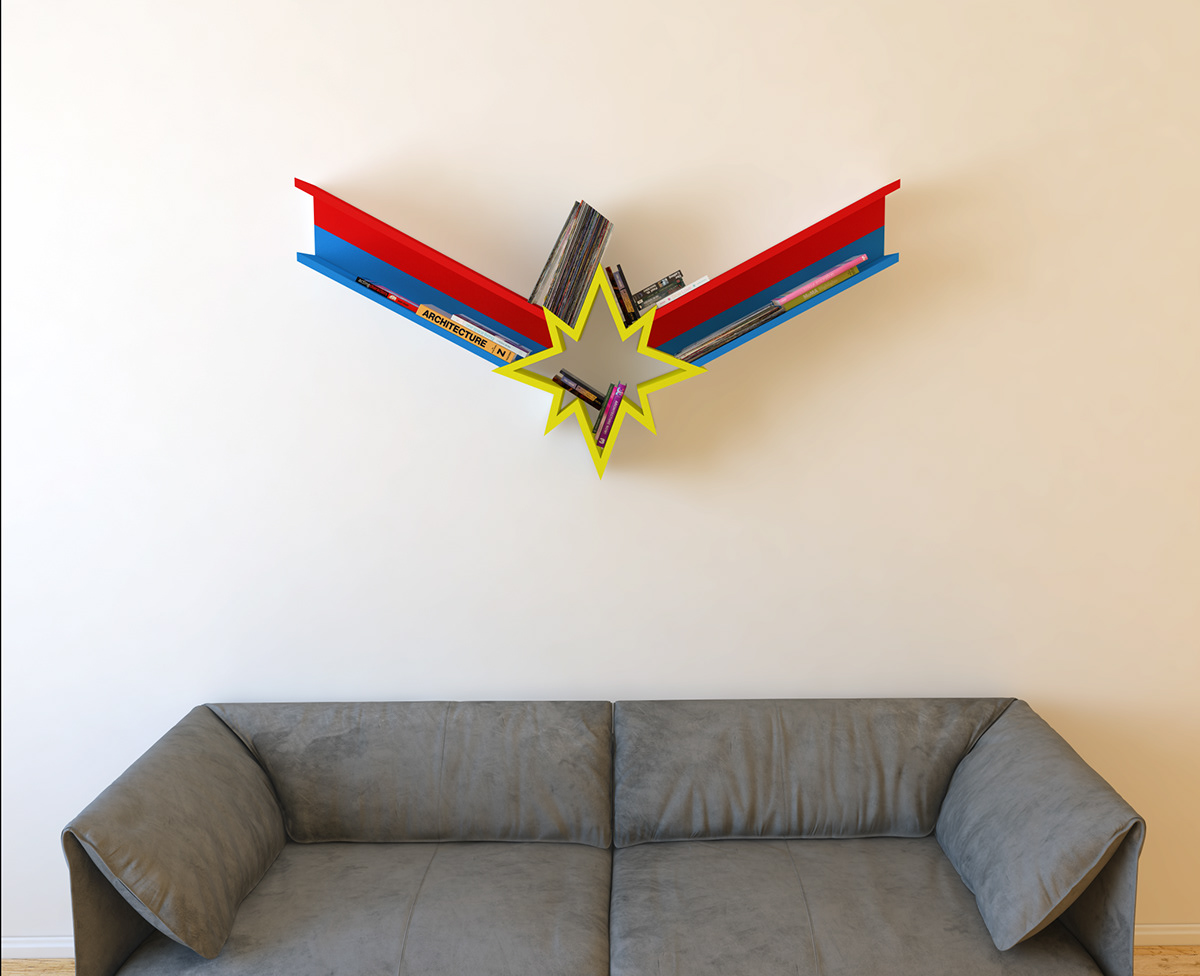 furniture，bookshelf，captain marvel，Captain surprise，