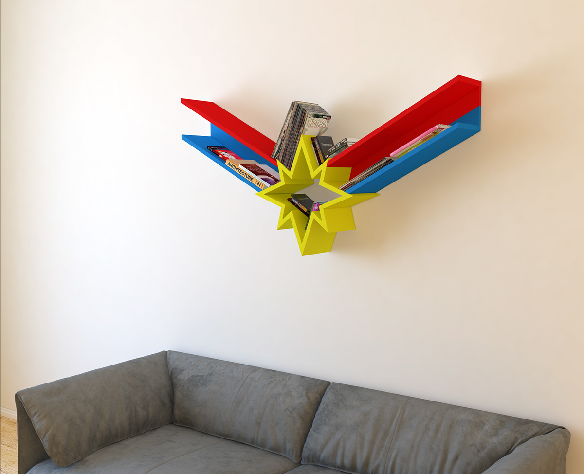 furniture，bookshelf，captain marvel，Captain surprise，