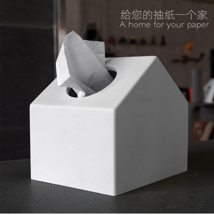 Handicraft tissue box，Creative home furnishings，House tissue box，Concrete tissue box，The other side，