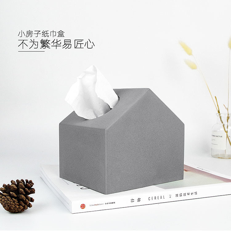 Handicraft tissue box，Creative home furnishings，House tissue box，Concrete tissue box，The other side，