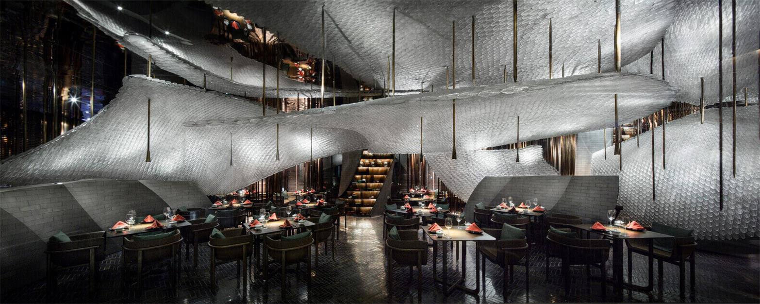 Lighting application，Song dynasty，Glass，traditional culture，Feather，Bionics Design ，restaurant，