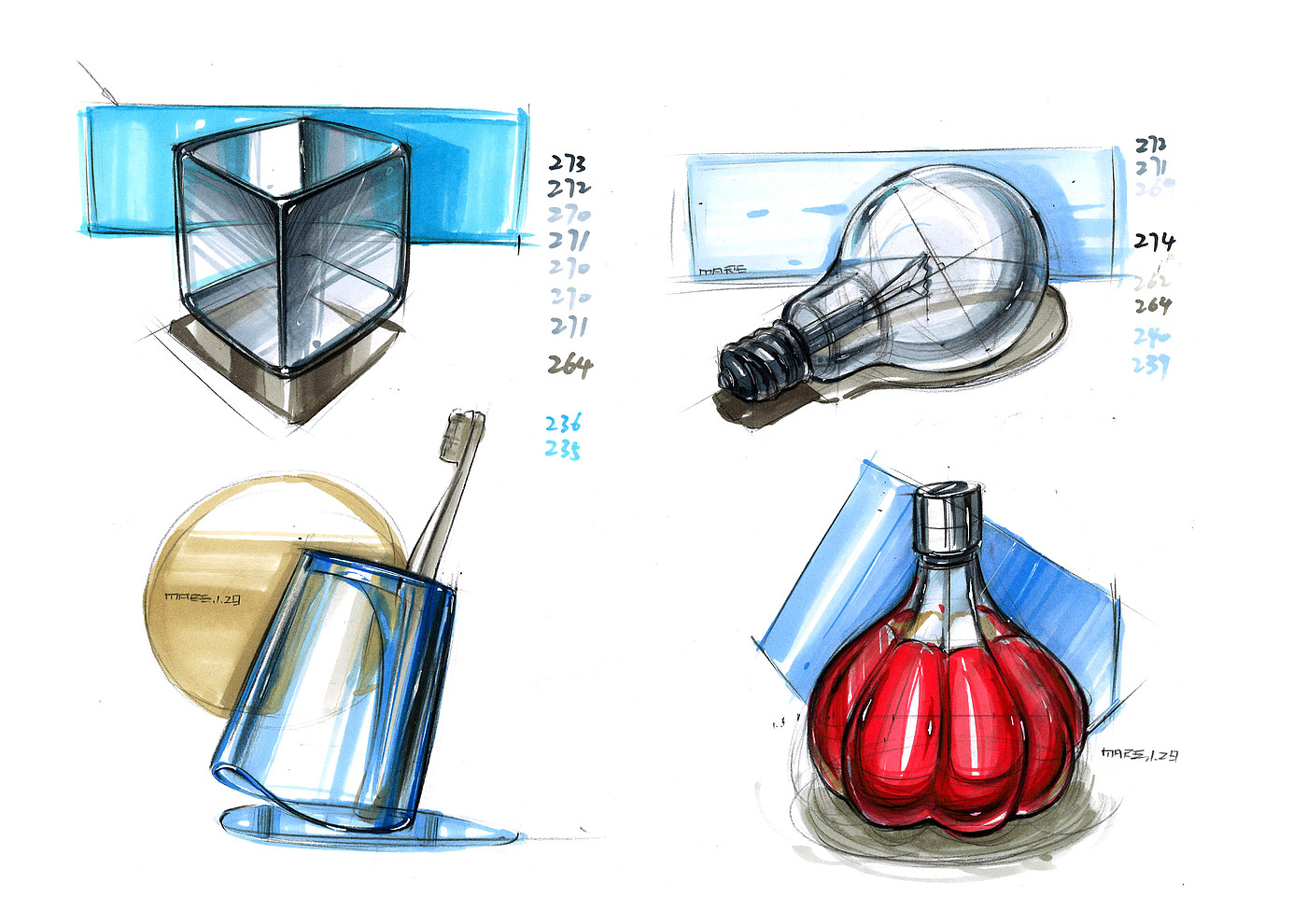 Marker hand drawn，Glass coloring，