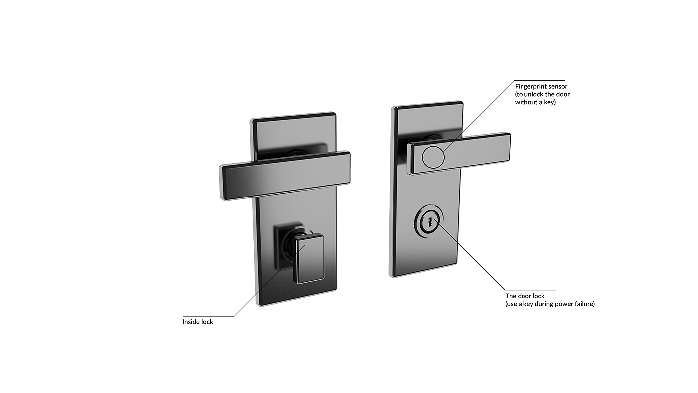 fingerprint，Door handle，product design，industrial design，