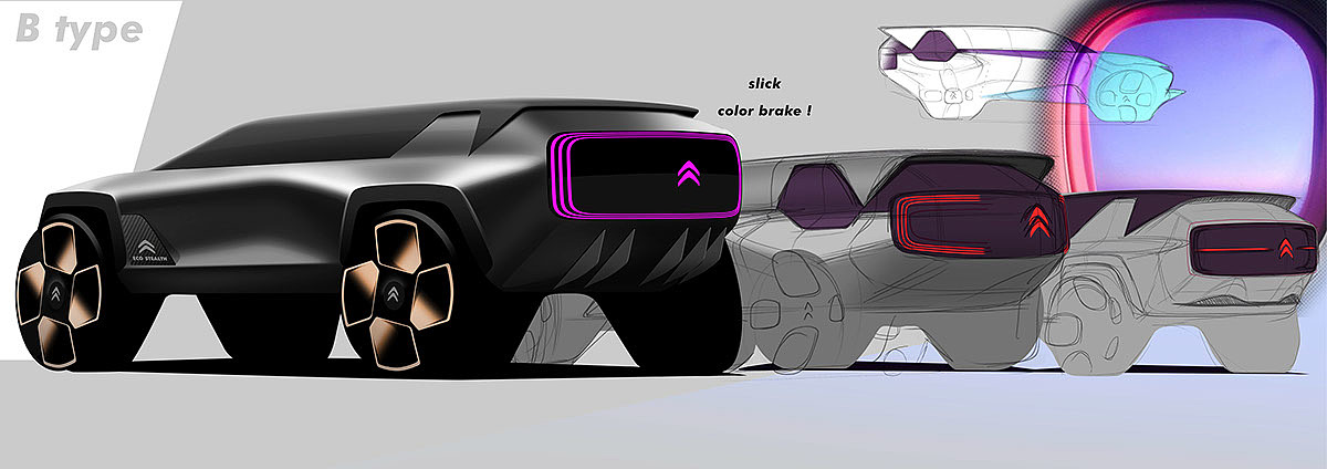 Hand drawn，automobile，vehicle，Ecostealth Citron，