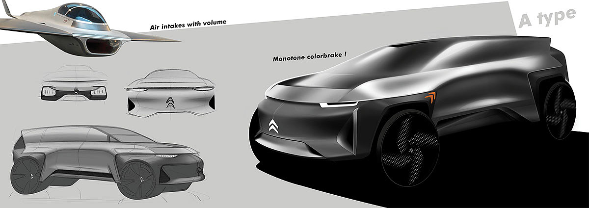 手绘，汽车，交通工具，Citroen Ecostealth，