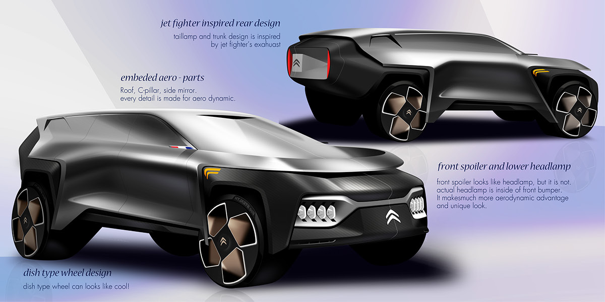 Hand drawn，automobile，vehicle，Ecostealth Citron，