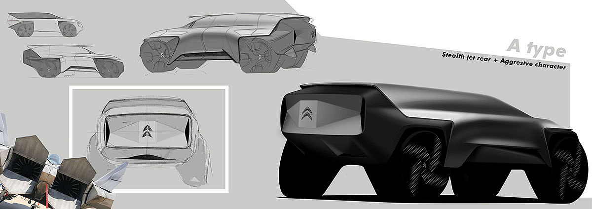 手绘，汽车，交通工具，Citroen Ecostealth，