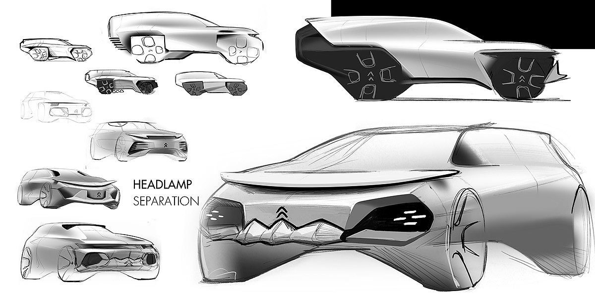 手绘，汽车，交通工具，Citroen Ecostealth，