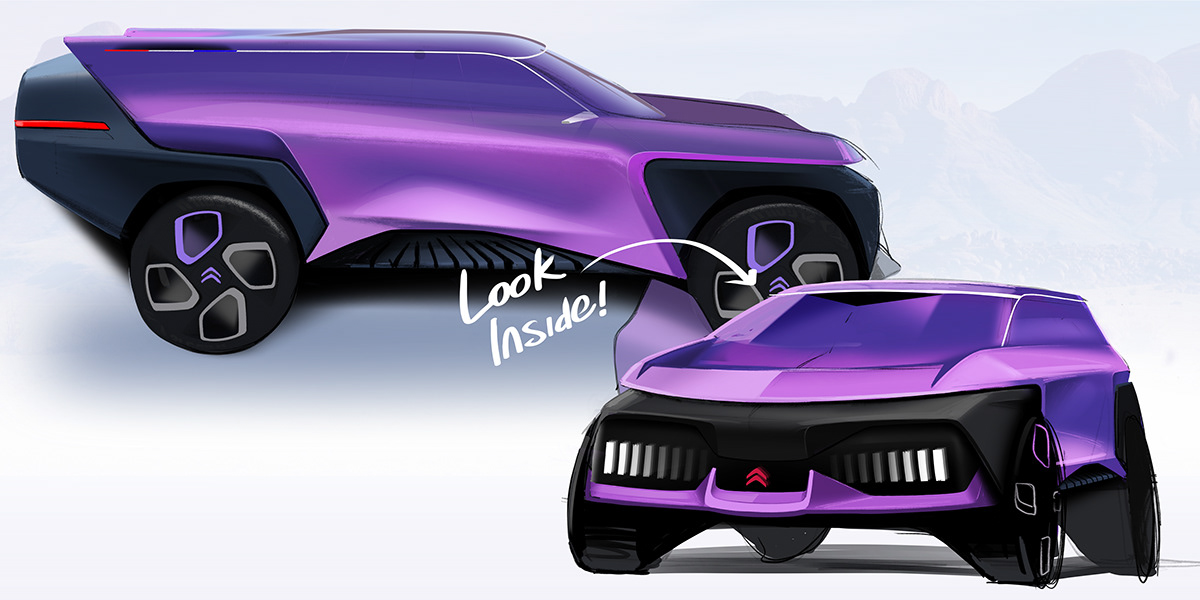 Hand drawn，automobile，vehicle，Ecostealth Citron，