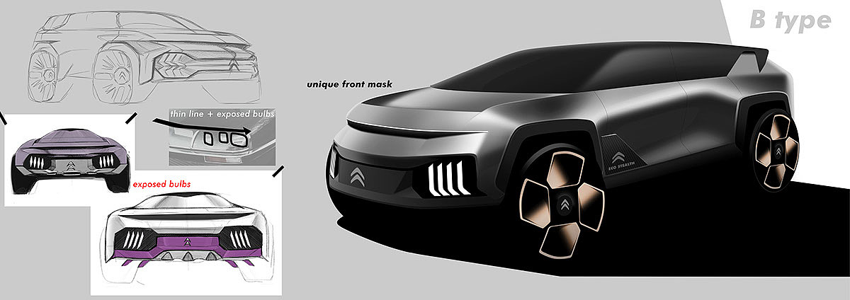 Hand drawn，automobile，vehicle，Ecostealth Citron，