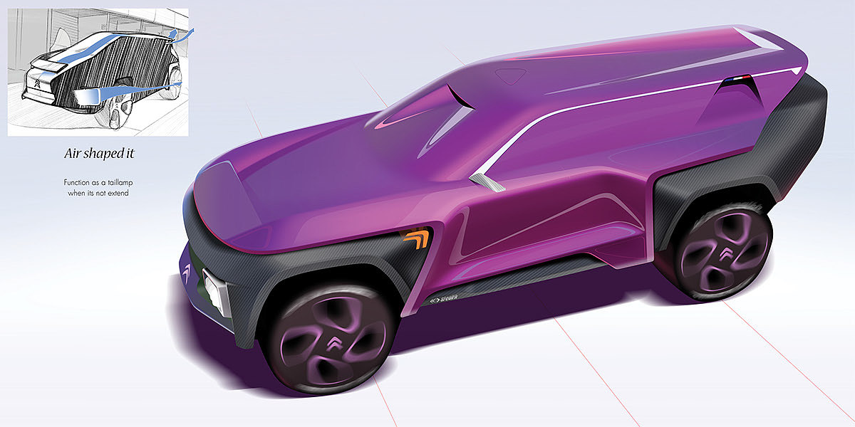 Hand drawn，automobile，vehicle，Ecostealth Citron，