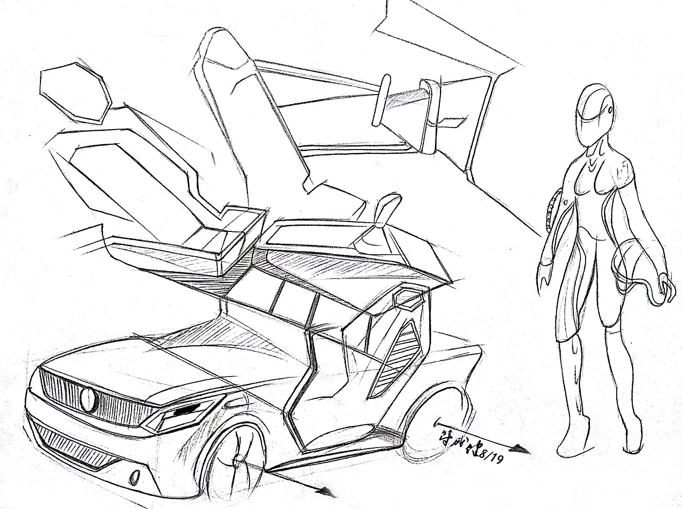 Hand drawn car，