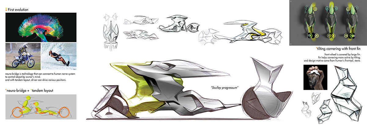 Hand drawn，sketch，vehicle，motorcycle，Sculley，