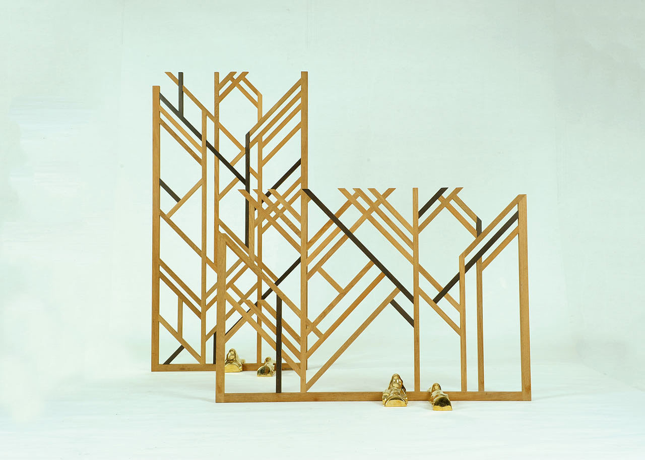 teak，screen，Geometric Stick，