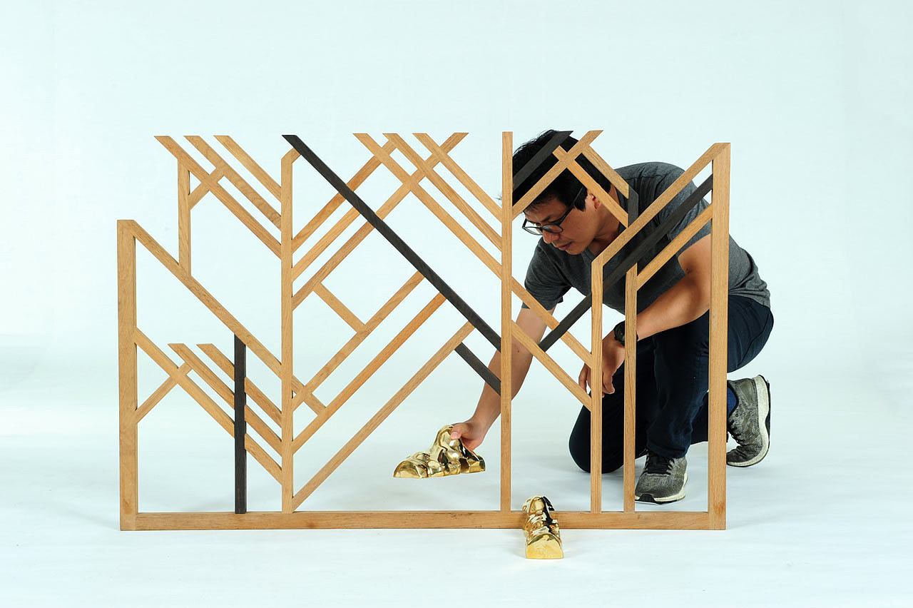 teak，screen，Geometric Stick，