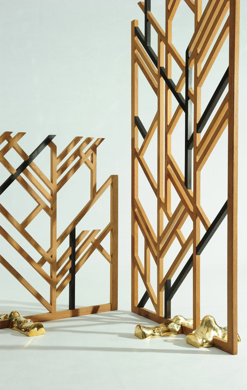 teak，screen，Geometric Stick，